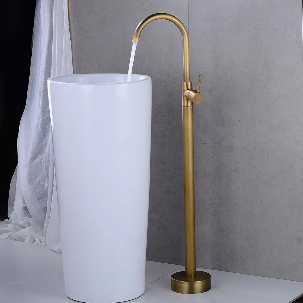 Luxury Brass Basin Faucet Single Handle Hot Cold Mixer Tap Gold