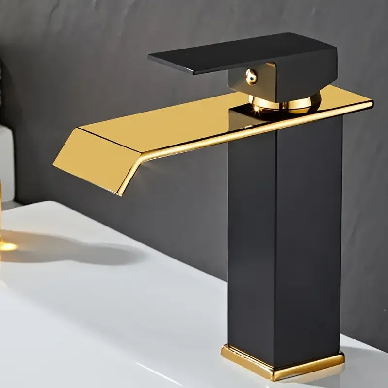 Luxury Glam Style Waterfall Bathroom Sink Faucet - 304 Stainless Steel, Cold and Hot Water Mixer Tap with Chrome Finish,