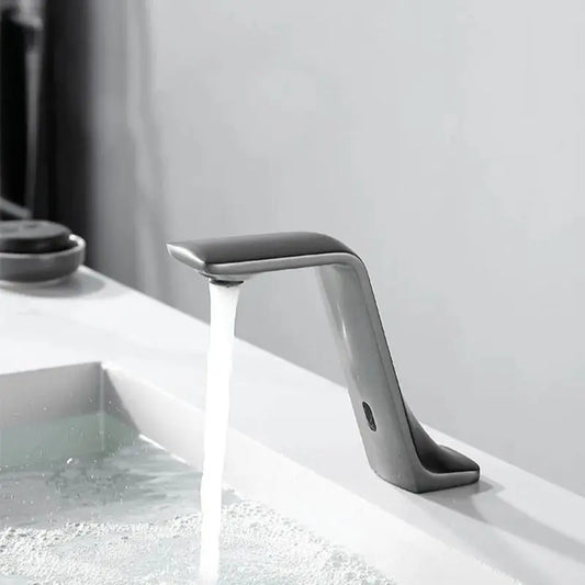 Gun Gray Automatic Sensor Bathroom Basin Faucet Cold Water Tap