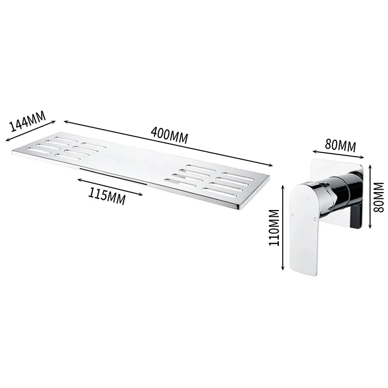 Wall-Mounted Waterfall Basin Faucet – Chrome Brass Single Handle