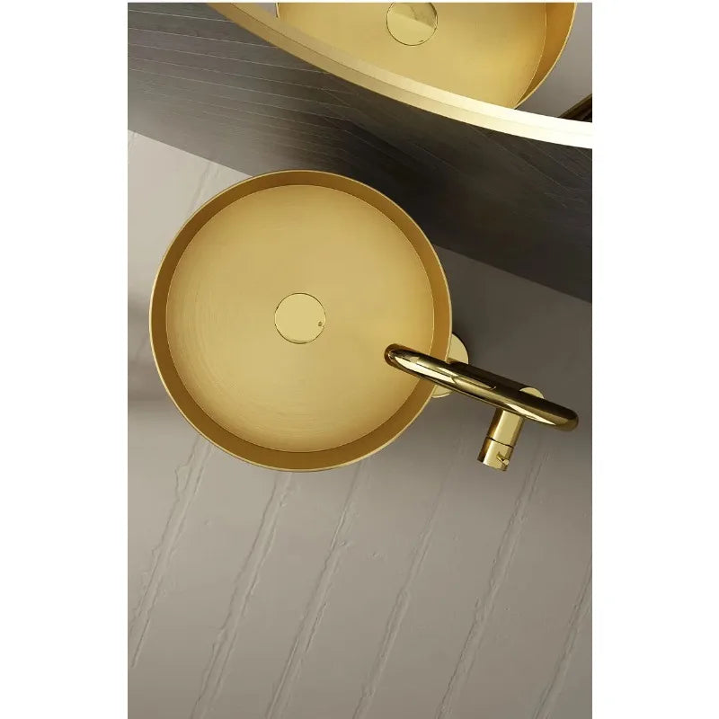 304 Stainless Steel Column Wash Basin Modern Luxury Pedestal Sink