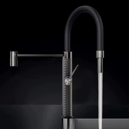 Aitana Black Brass Pull-Out Kitchen Faucet – Hot & Cold, Single Handle