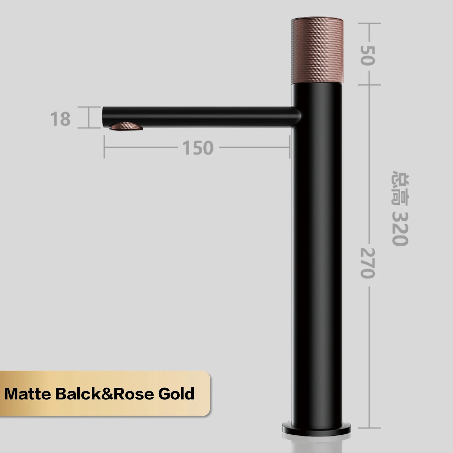 Aitana Black Brass Bathroom Faucet – Hot & Cold, Single Hole