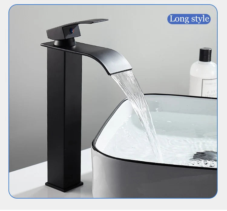 Luxury Waterfall Bathroom Faucet – Hot & Cold, Stainless Steel