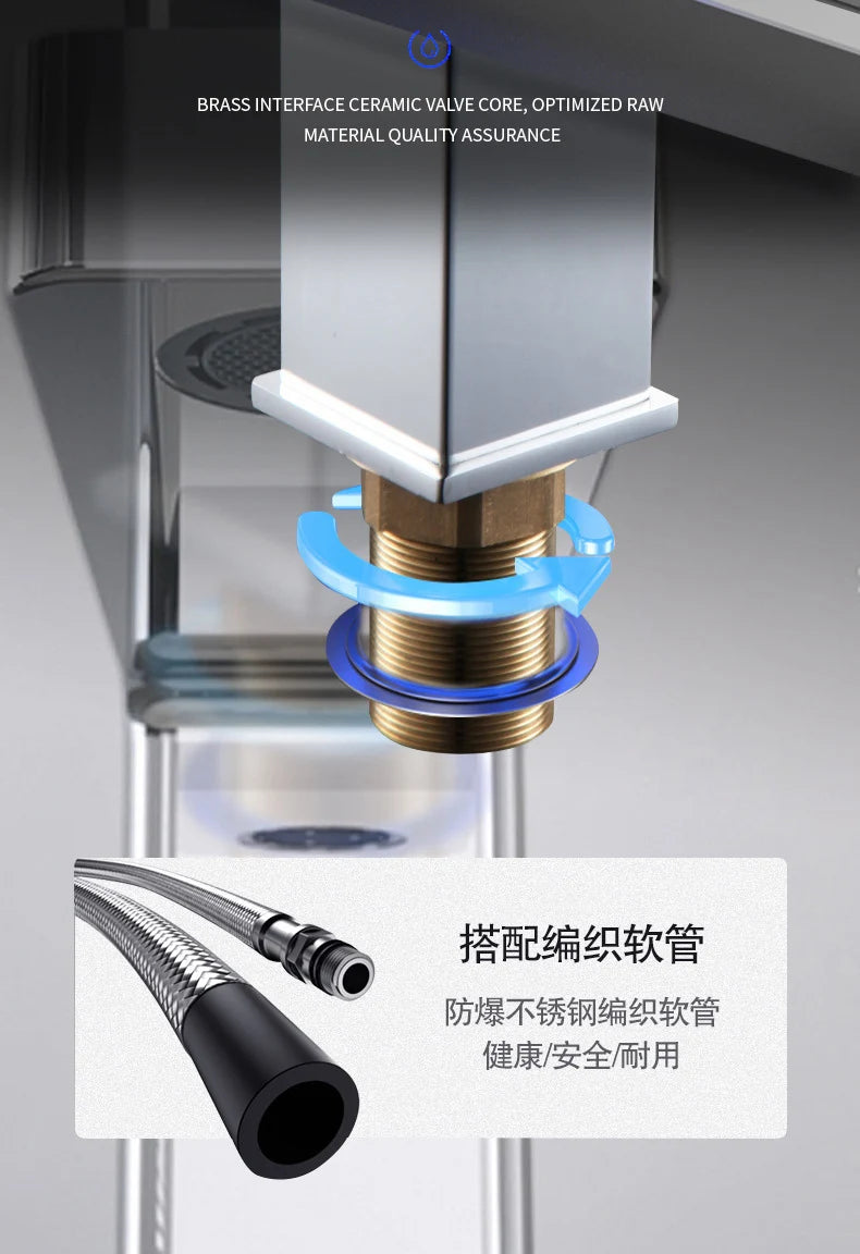 Luxury Waterfall Bathroom Faucet – Hot & Cold, Stainless Steel