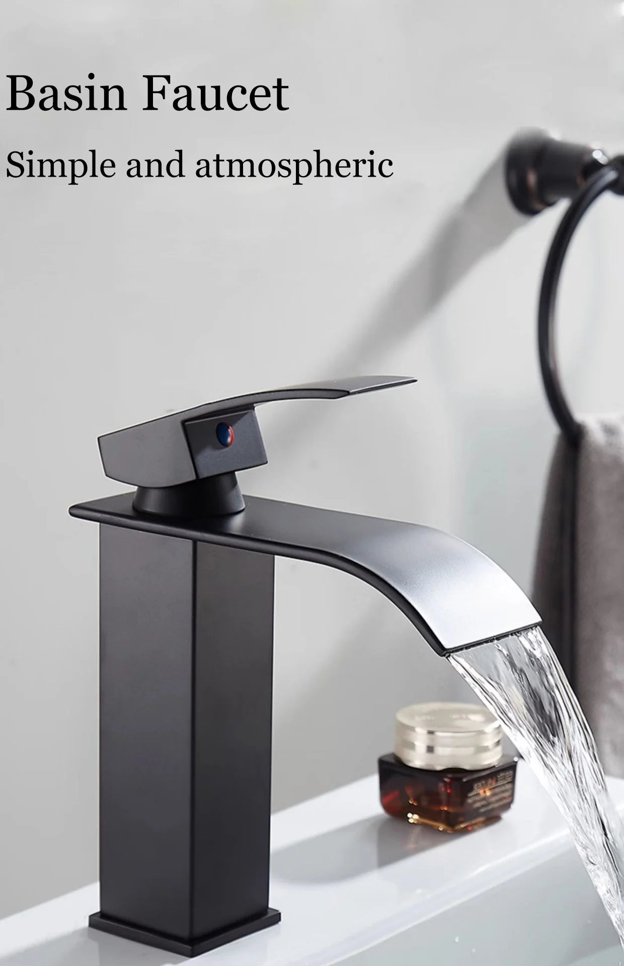 Luxury Waterfall Bathroom Faucet – Hot & Cold, Stainless Steel
