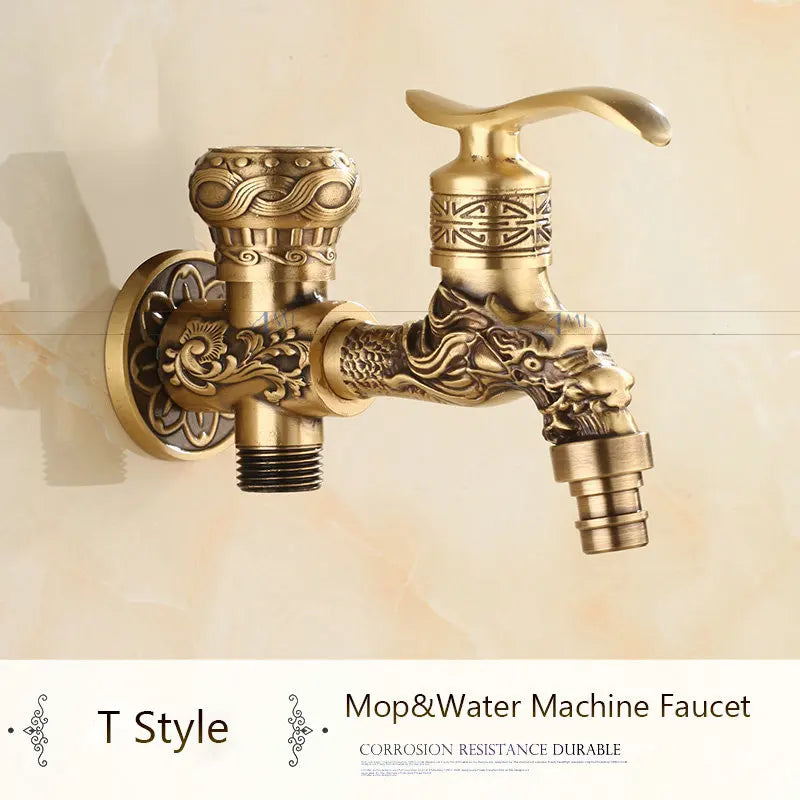 Antique Brass Dragon Garden Faucet – Outdoor Single Cold Tap