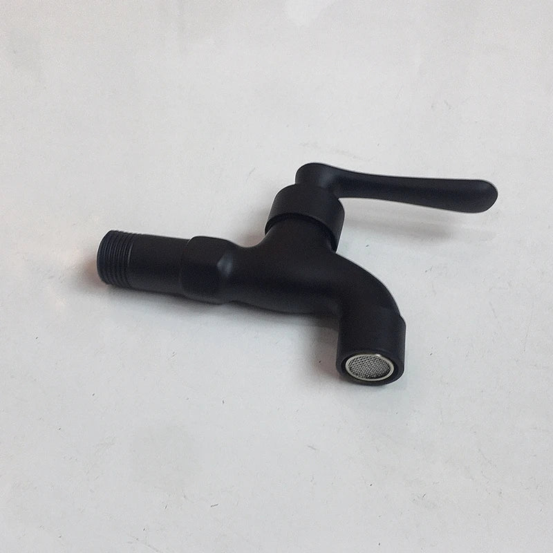 Black Brass Wall Mount Faucet G1/2 Tap Garden Washing Machine Use