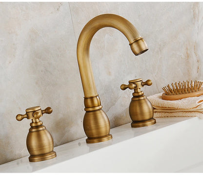 Antique Bronze Double Handle Bath Faucet