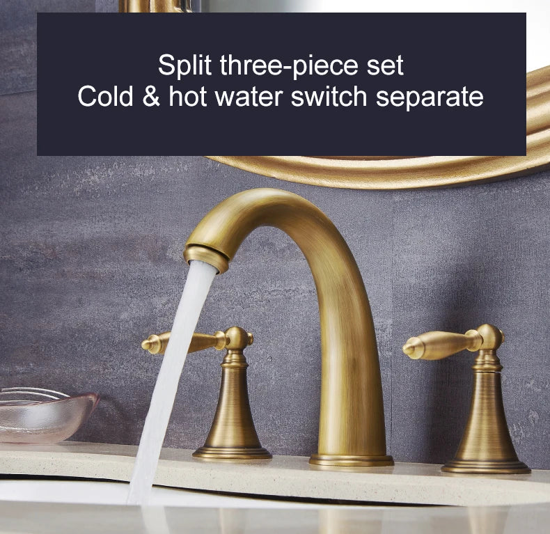 Antique Bronze Double Handle Bath Faucet
