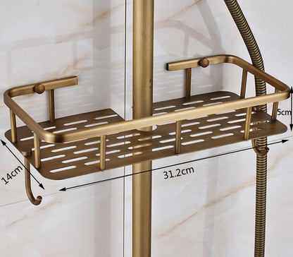 Antique Brass Rainfall Shower System Wall Mounted Mixer Set