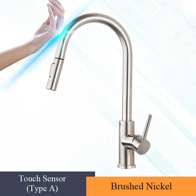 Brushed Gold Touch Sensor Kitchen Faucet 360°