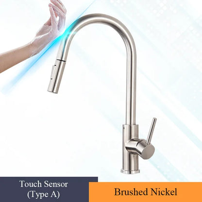 Brushed Gold Touch Sensor Kitchen Faucet 360°