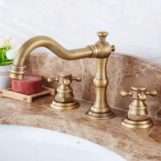 Antique Bronze Double Handle Bath Faucet