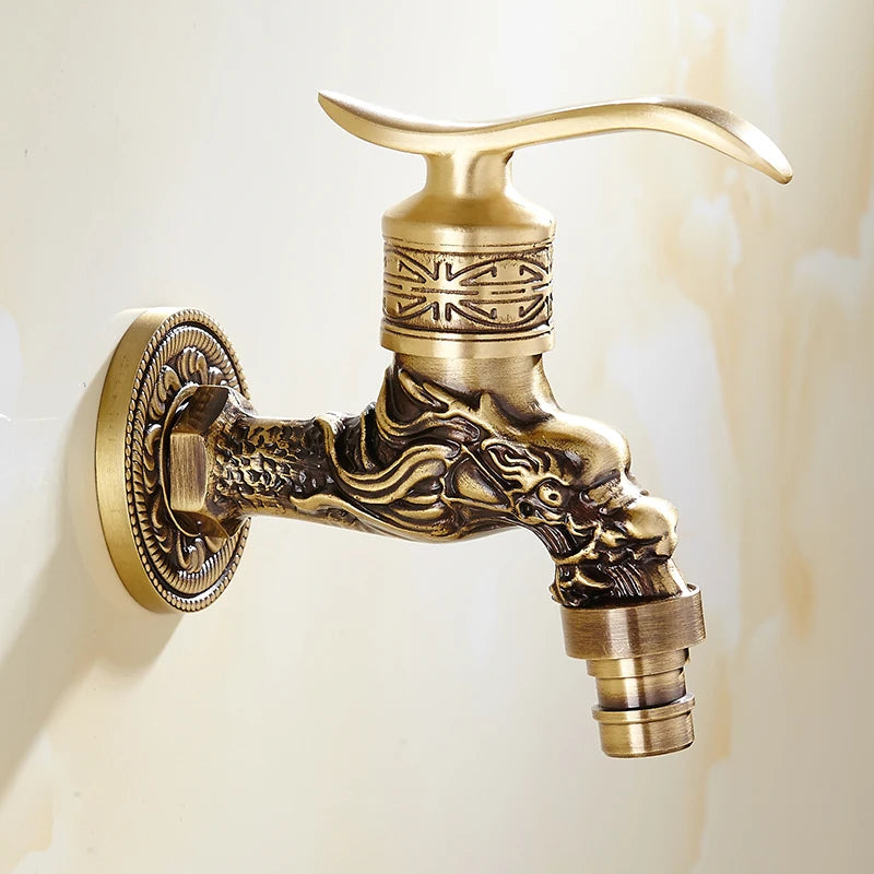 Antique Brass Dragon Garden Faucet – Outdoor Single Cold Tap