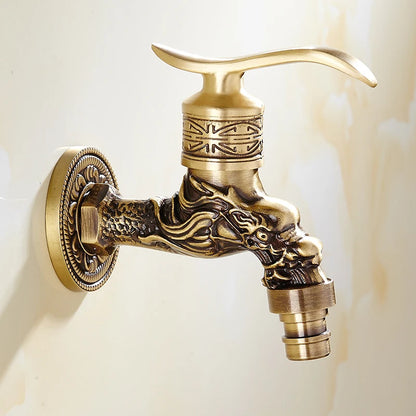 Antique Brass Dragon Garden Faucet – Outdoor Single Cold Tap