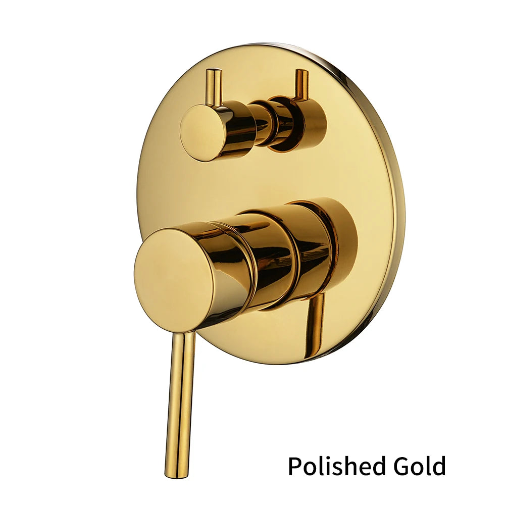 Black & Gold Brass 2-Way Concealed Shower Valve Mixer