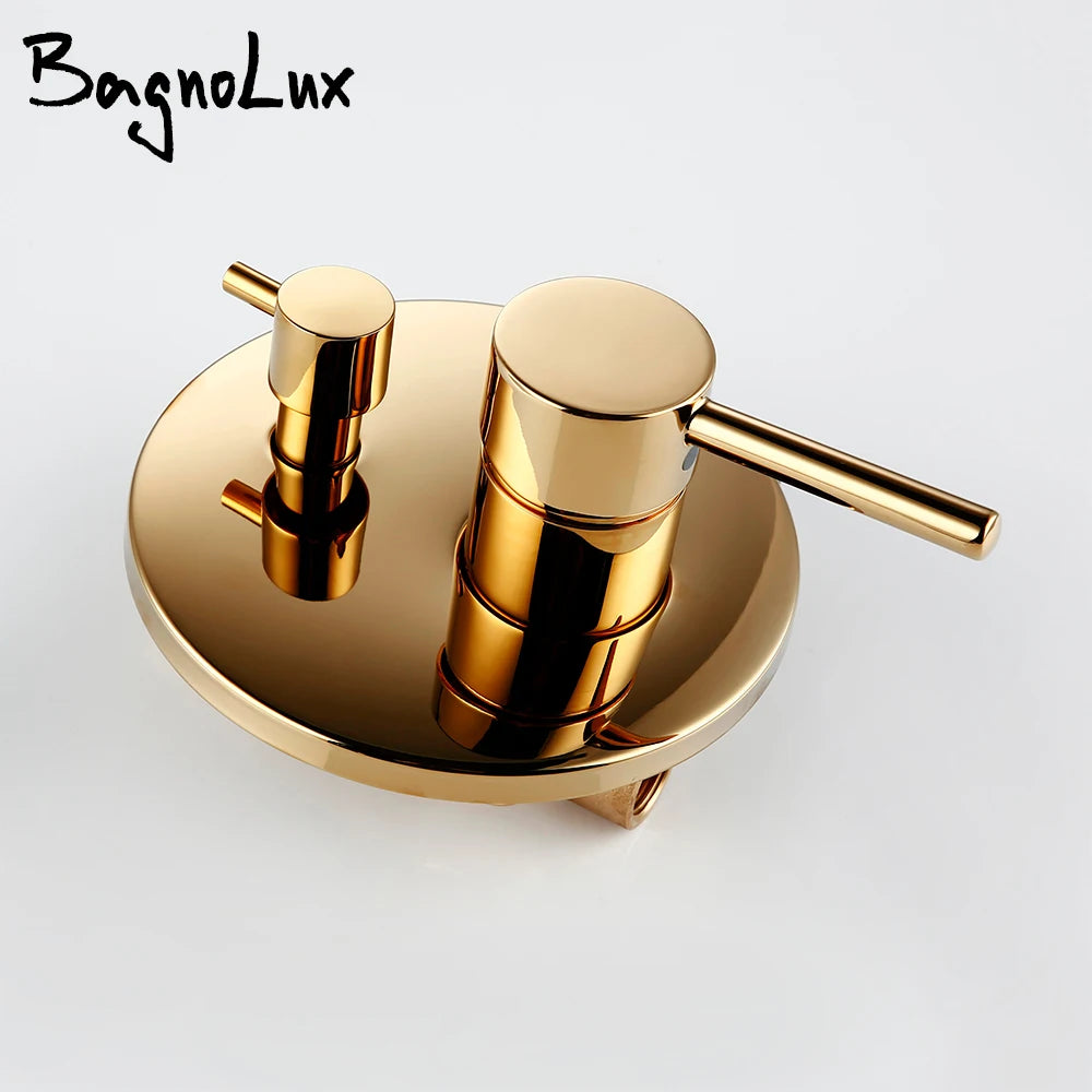 Black & Gold Brass 2-Way Concealed Shower Valve Mixer