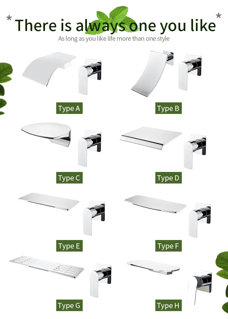 Wall-Mounted Waterfall Basin Faucet – Chrome Brass Single Handle