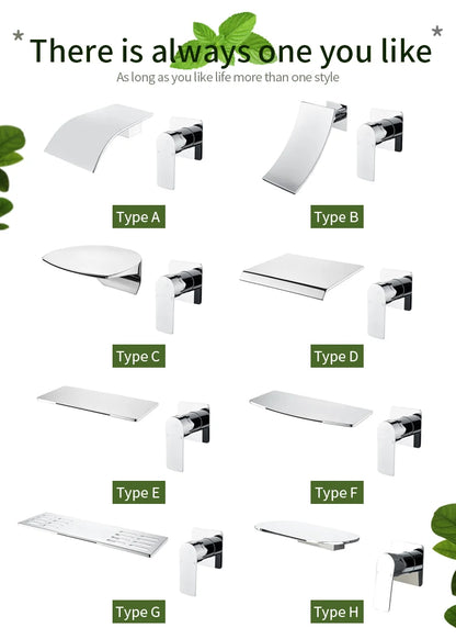 Wall-Mounted Waterfall Basin Faucet – Chrome Brass Single Handle