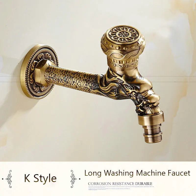 Antique Brass Dragon Garden Faucet – Outdoor Single Cold Tap