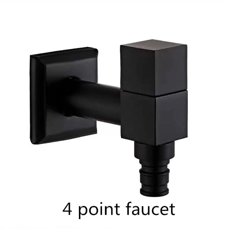 Black Brass Wall Mount Faucet G1/2 Tap Garden Washing Machine Use