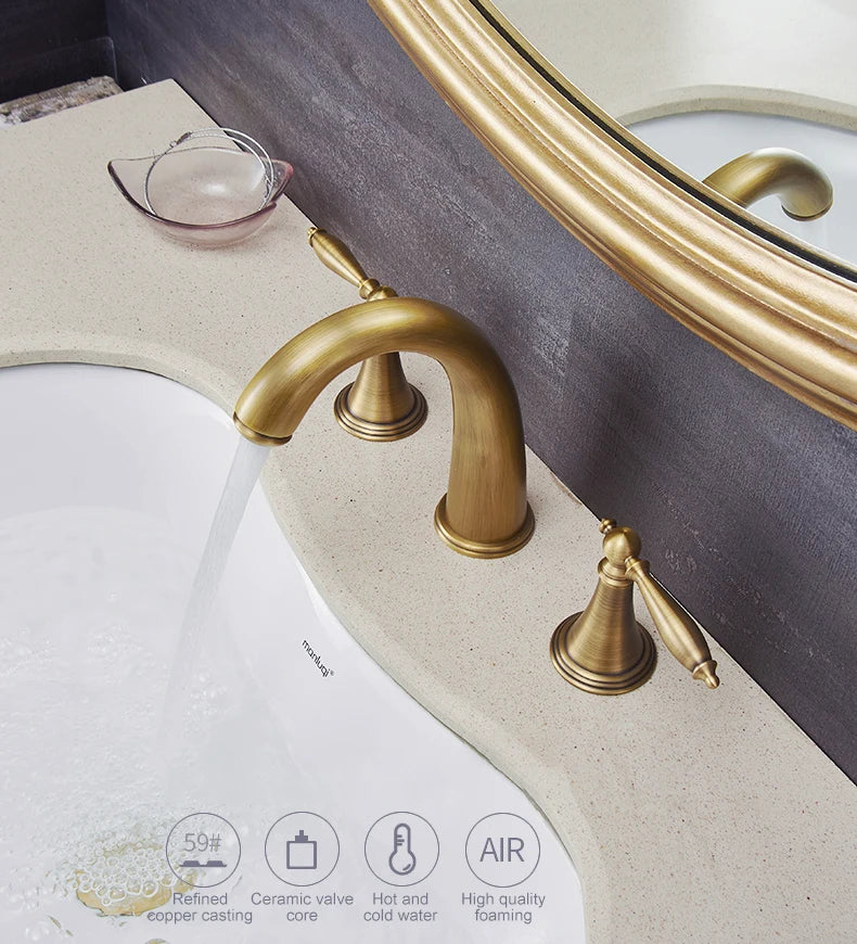 Antique Bronze Double Handle Bath Faucet