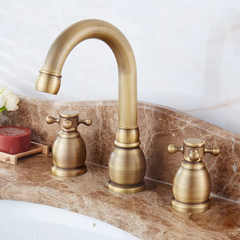Antique Bronze Double Handle Bath Faucet