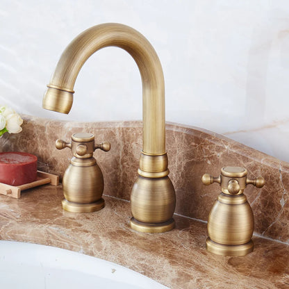 Antique Bronze Double Handle Bath Faucet