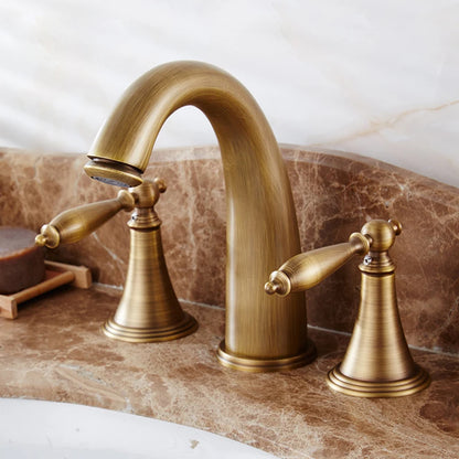 Antique Bronze Double Handle Bath Faucet