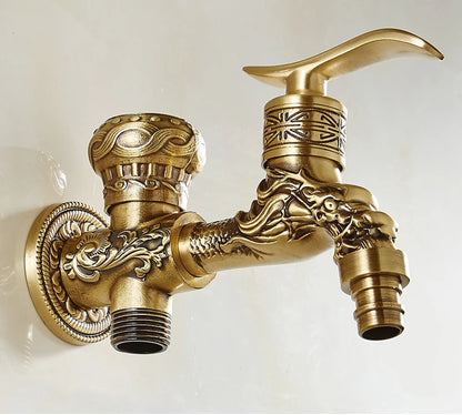 Antique Brass Dragon Garden Faucet – Outdoor Single Cold Tap
