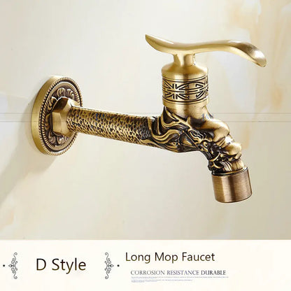 Antique Brass Dragon Garden Faucet – Outdoor Single Cold Tap