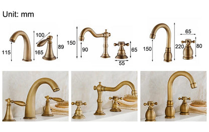 Antique Bronze Double Handle Bath Faucet