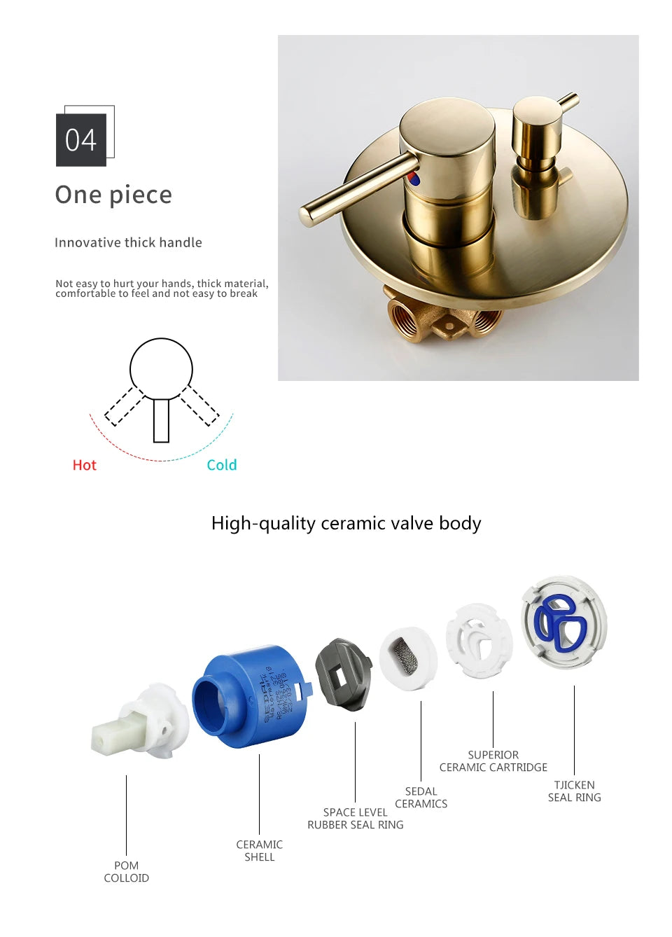 Black & Gold Brass 2-Way Concealed Shower Valve Mixer