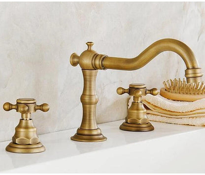 Antique Bronze Double Handle Bath Faucet