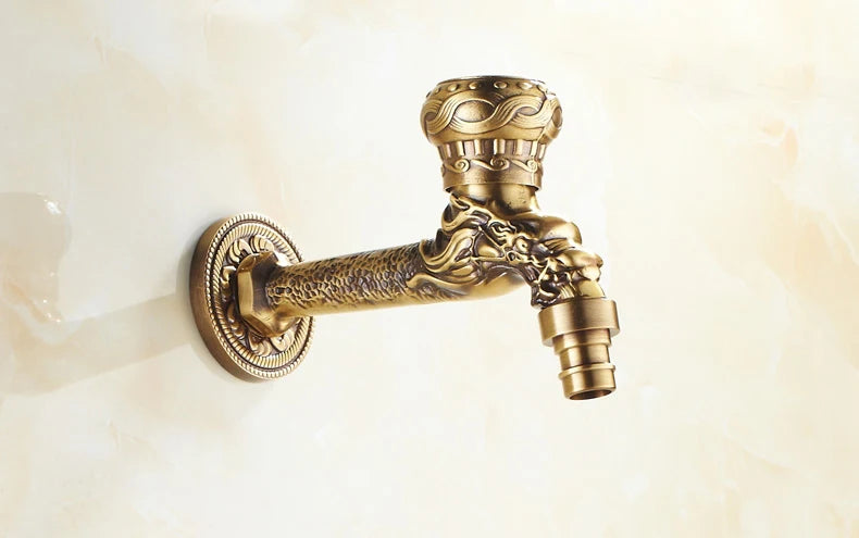 Antique Brass Dragon Garden Faucet – Outdoor Single Cold Tap