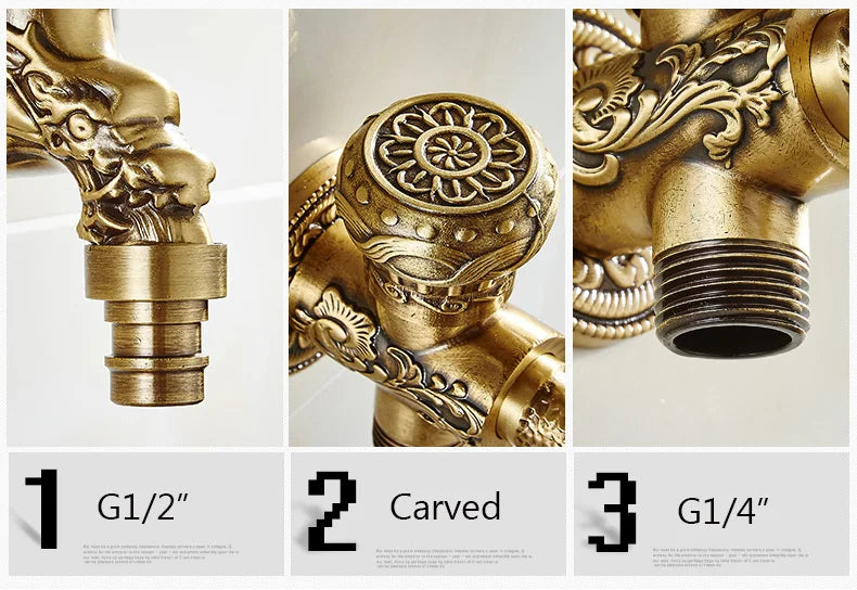 Antique Brass Dragon Garden Faucet – Outdoor Single Cold Tap