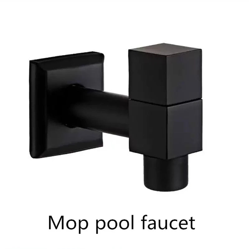 Black Brass Wall Mount Faucet G1/2 Tap Garden Washing Machine Use