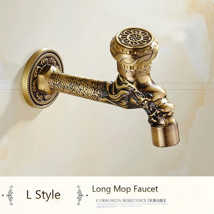 Antique Brass Dragon Garden Faucet – Outdoor Single Cold Tap