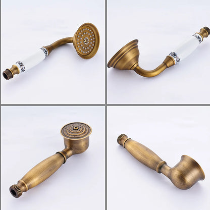 Antique Brass Rainfall Shower System Wall Mounted Mixer Set