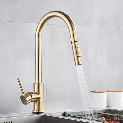 Brushed Gold Touch Sensor Kitchen Faucet 360°