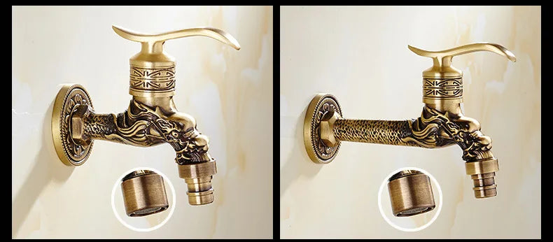Antique Brass Dragon Garden Faucet – Outdoor Single Cold Tap