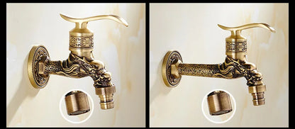 Antique Brass Dragon Garden Faucet – Outdoor Single Cold Tap