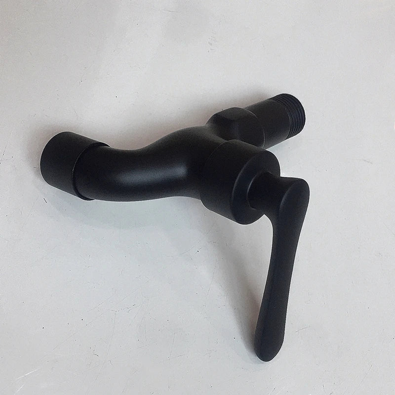 Black Brass Wall Mount Faucet G1/2 Tap Garden Washing Machine Use