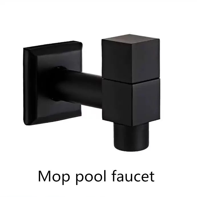 Black Brass Wall Mount Faucet G1/2 Tap Garden Washing Machine Use