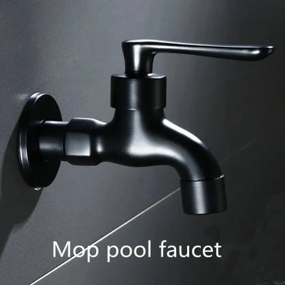 Black Brass Wall Mount Faucet G1/2 Tap Garden Washing Machine Use