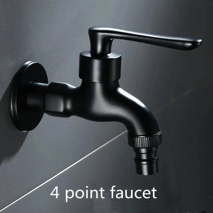 Black Brass Wall Mount Faucet G1/2 Tap Garden Washing Machine Use
