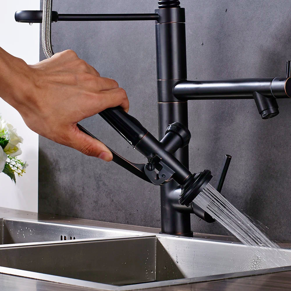 Luxury Black Bronze 360° Rotating Kitchen Mixer Faucet – Single Handle