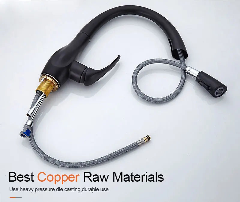 BAKALA Pull-Out Kitchen Faucet – Single Handle, 360° Swivel, Hot & Cold