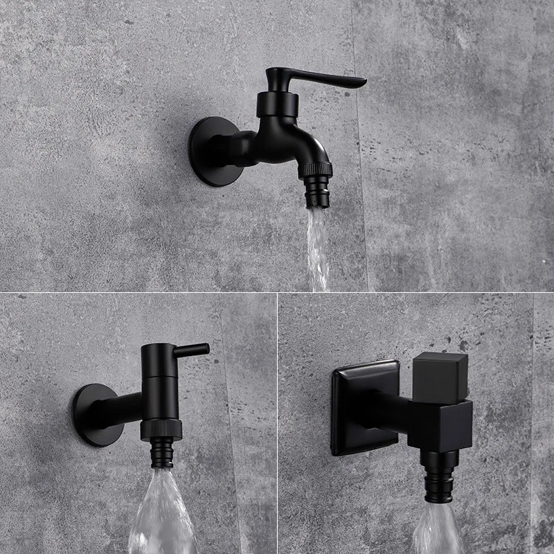 Black Brass Wall Mount Faucet G1/2 Tap Garden Washing Machine Use